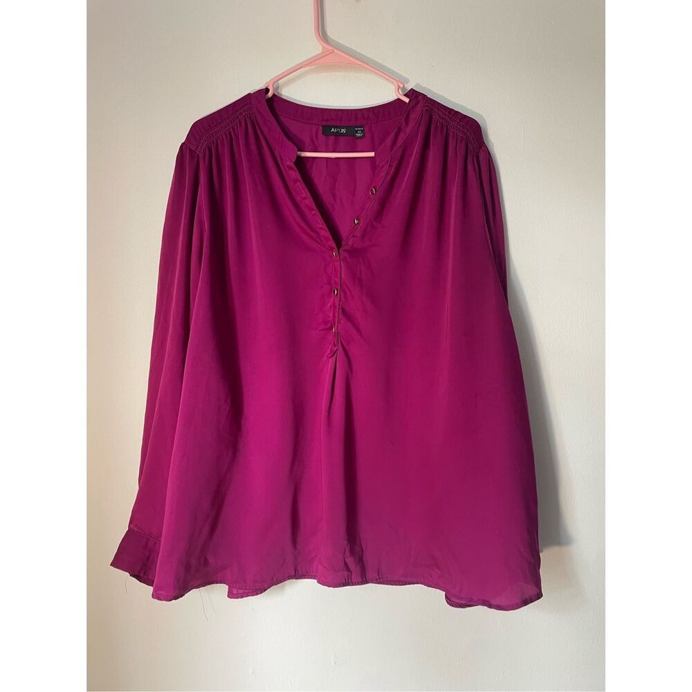 APT 9 Women’s 2X Loose Purple Long Sleeve Light Top